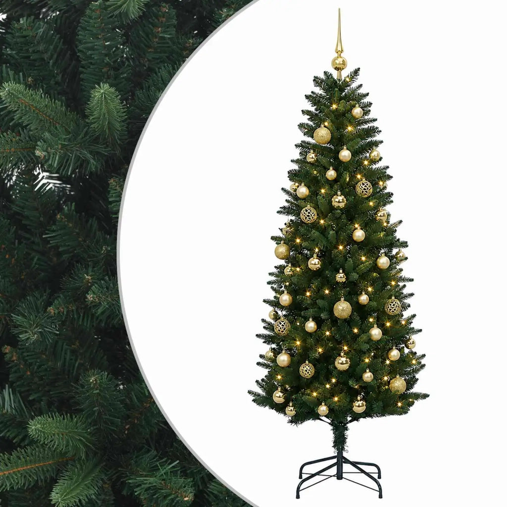Albero di Natale Artificiale con Palline 150 cm 150 LED 3465732