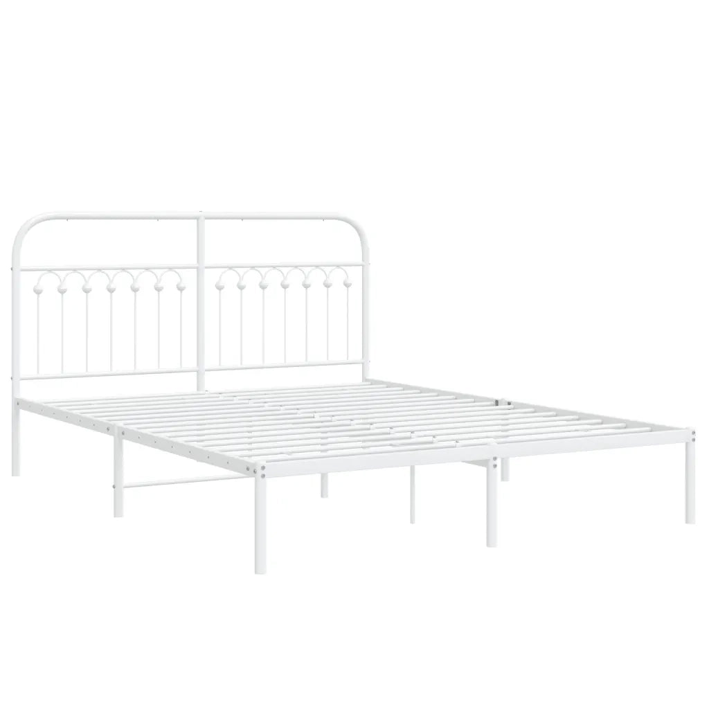 Giroletto con Testiera Metallo Bianco 150x200 cm 376651