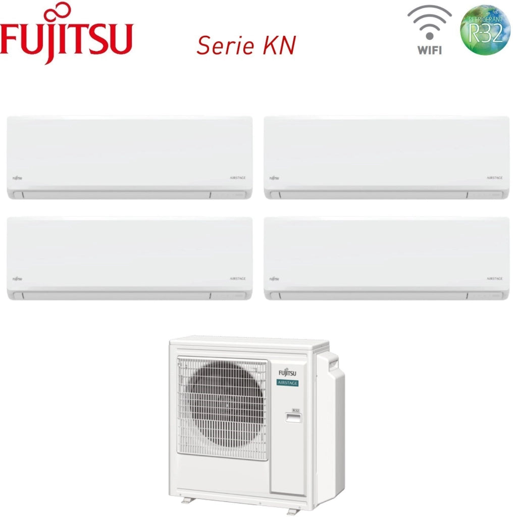 Condizionatore Fujitsu Quadri Split Inverter KN AIRSTAGE 7+9+9+9 con AOEG30KBTA4 R-32 Wi-Fi Integrato