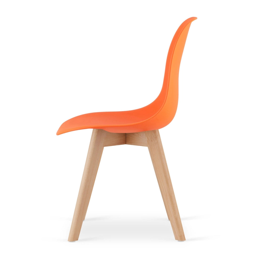 Set di 3 sedie Kito arancioni con gambe in faggio