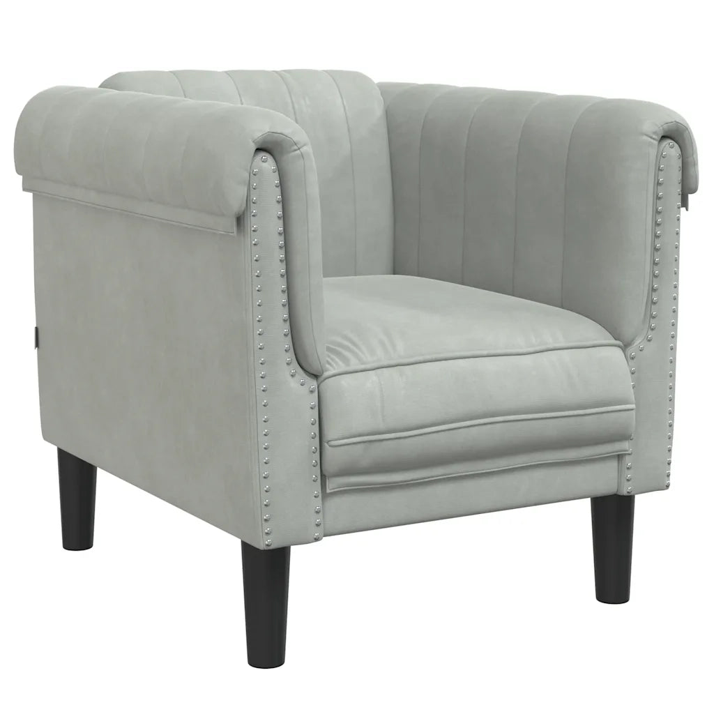 Poltrona-Divano Sedia-Poltroncina Grigio Chiaro in Velluto