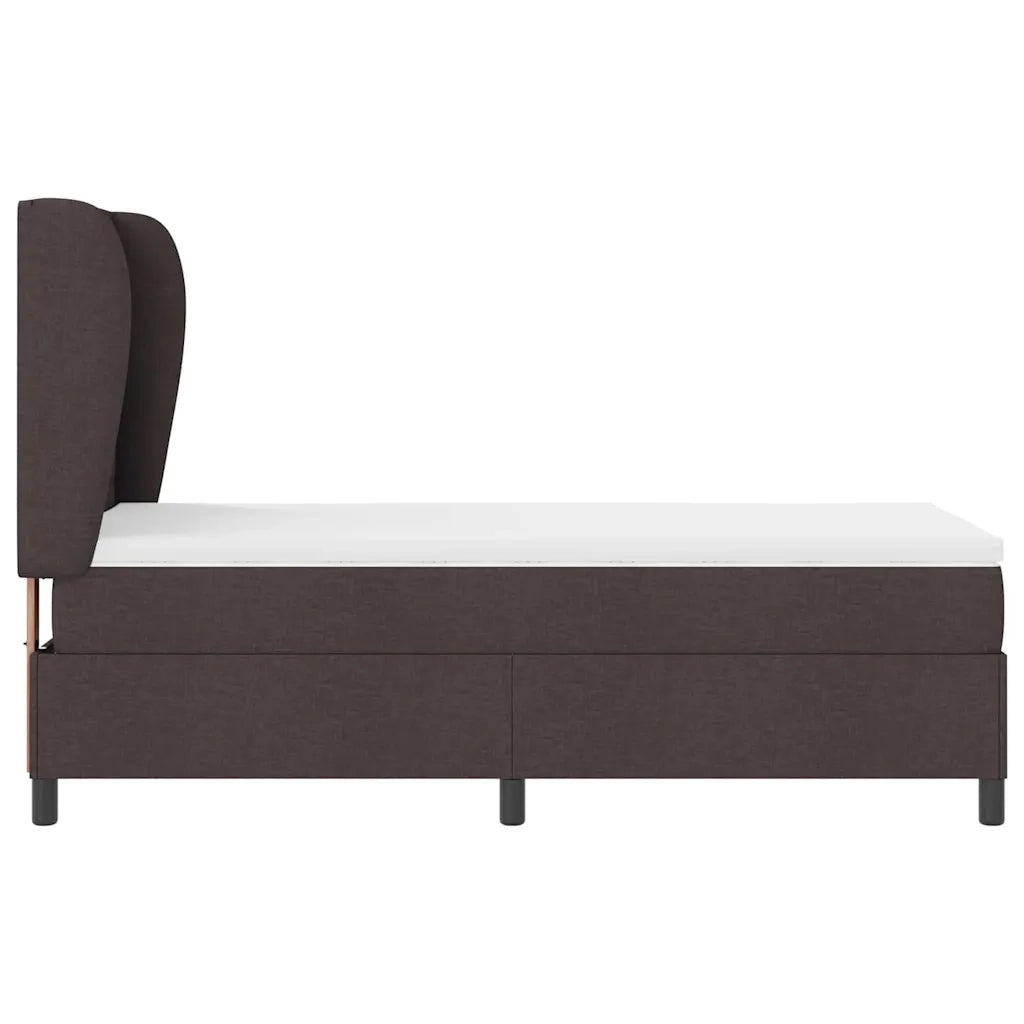 Letto a molle con materasso Marrone scuro 100 x 200 cm Tessuto 3340490