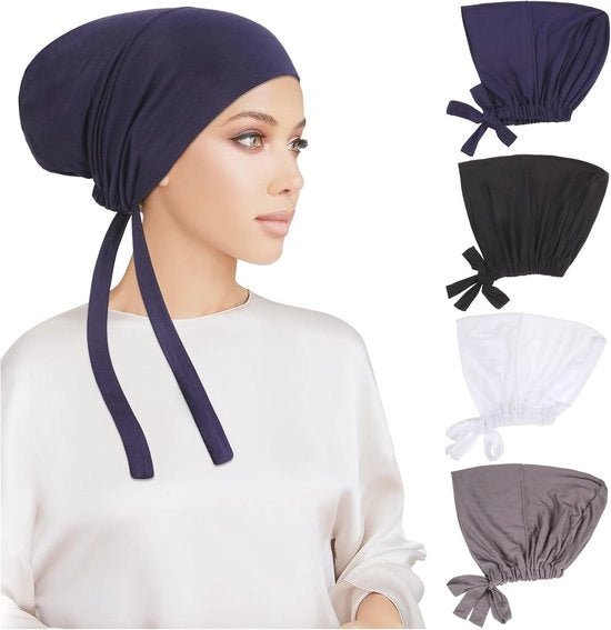 4 Pezzi di Capelli per Donna - Cappello e Velatura Piana con Chiusura a Cravatta