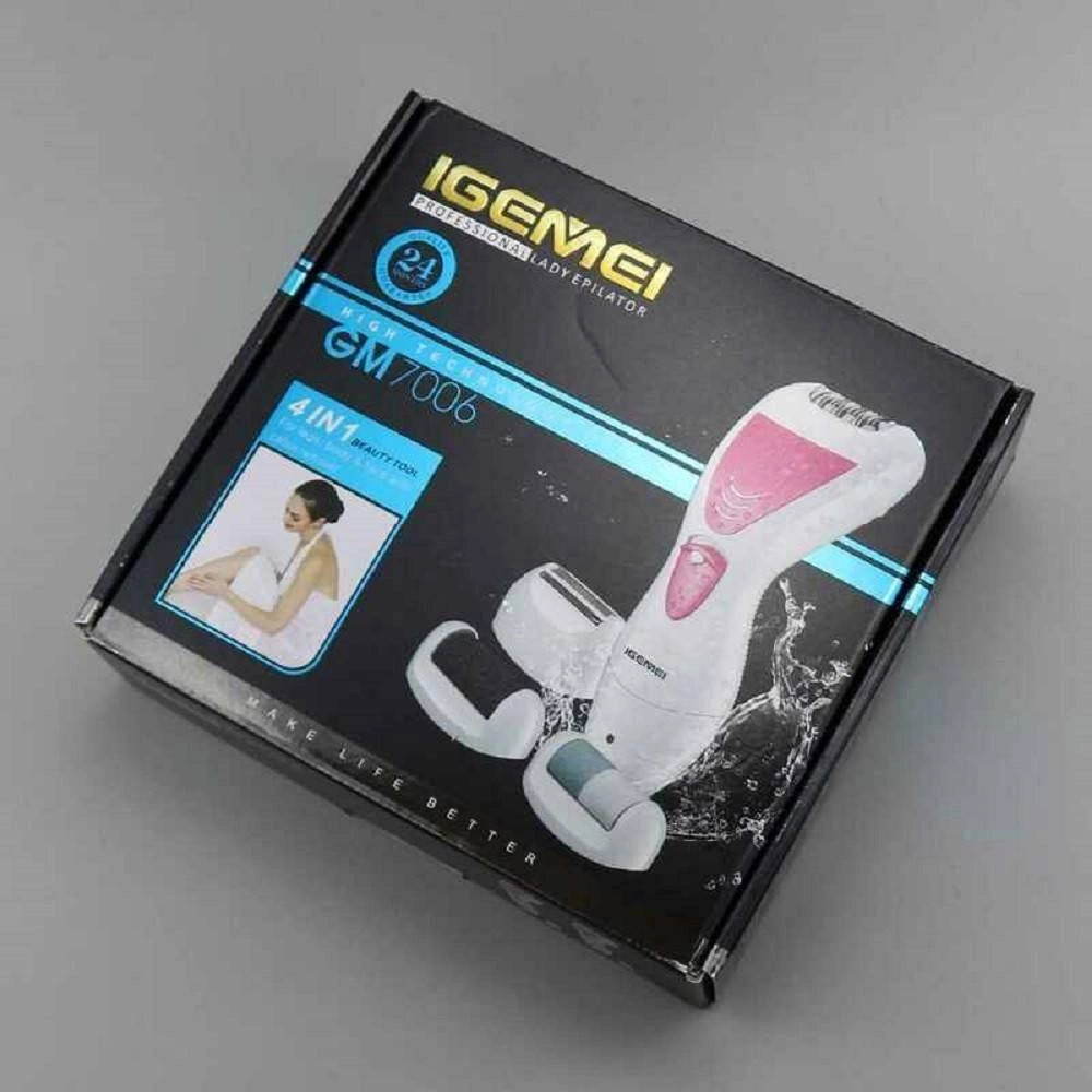 Trade Shop - Kit Depilatore 4 In 1 Impermeabile Epilatore Ricaricabile Corpo Bikini Gm-7006 -