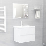 Set Mobili da Bagno 2 pz Bianco Lucido in Legno Multistrato 804878