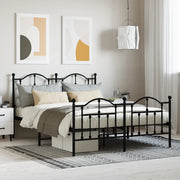 Giroletto con Testiera e Pediera-Struttura Letto Metallo Nero 140x200 cm 291254