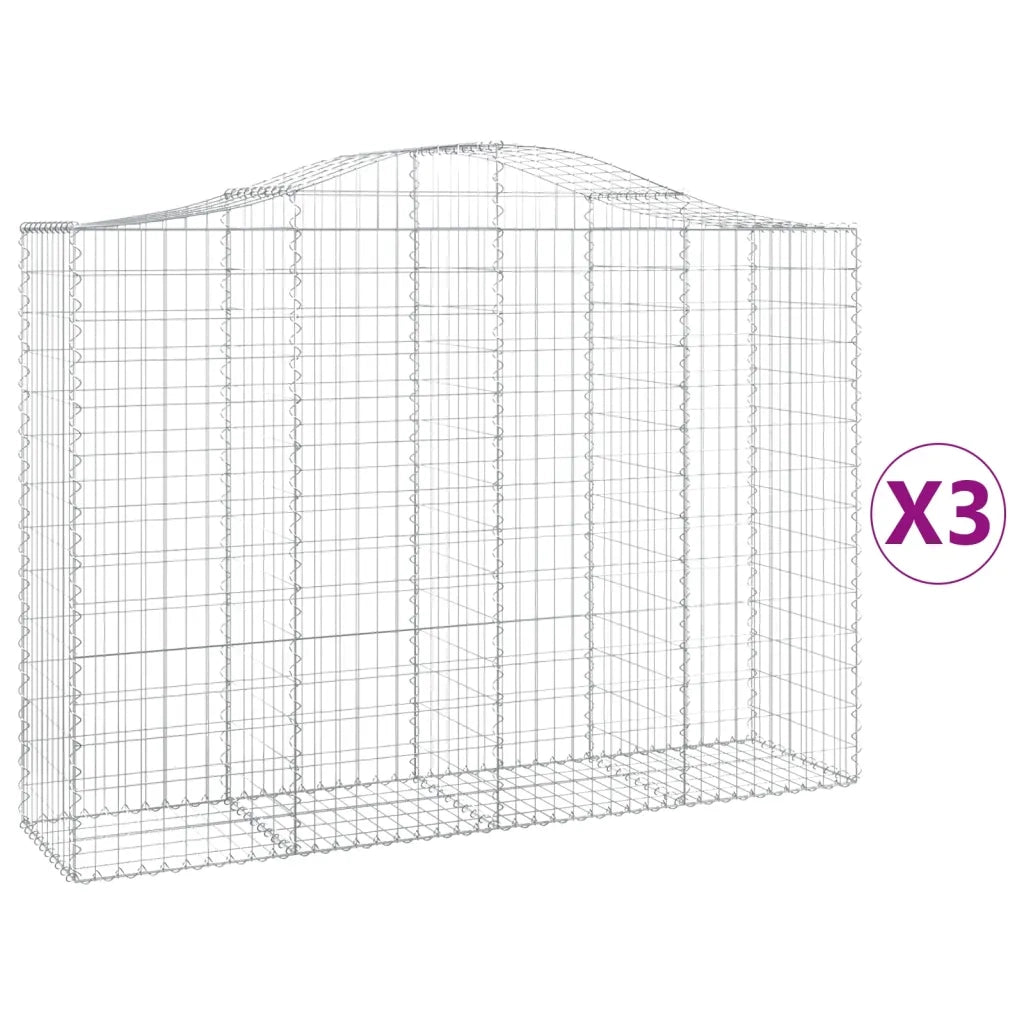 Cesti Gabbioni ad Arco 3 pz 200x50x140/160 cm Ferro Zincato