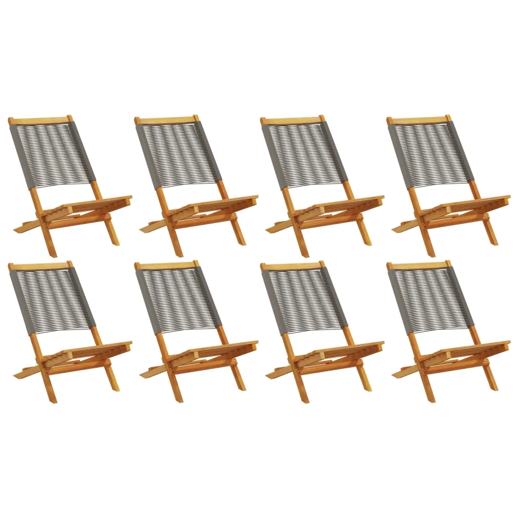 Sedie da Giardino Pieghevoli 8pz Grigie Legno Massello Acacia 3214633