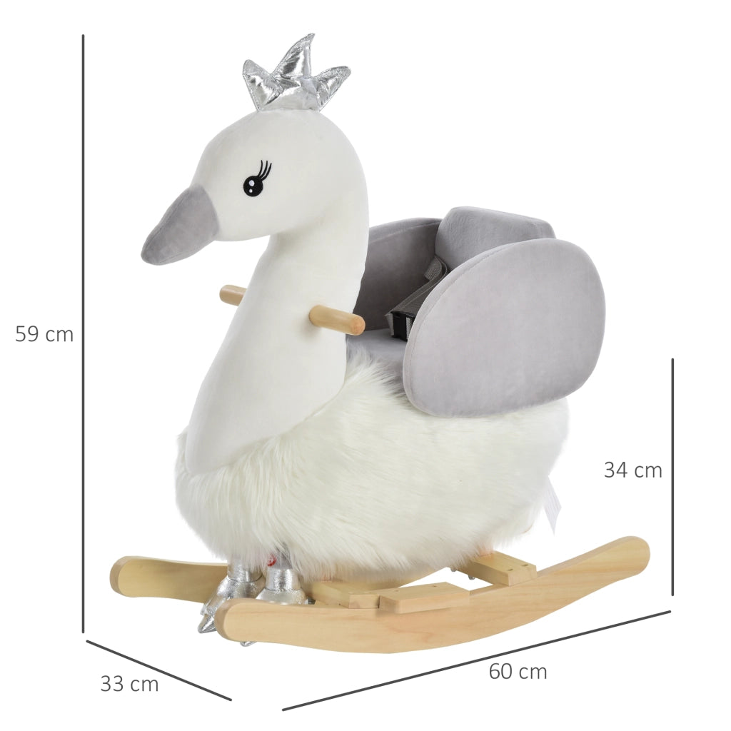 Dondolo Cigno per Bambini con Sonido ¨C zephmum ¨C Grigio Bianco 60x33x59 cm