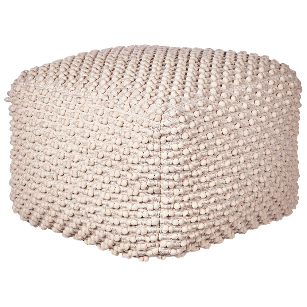 Pouf ottomana intrecciata a mano in cotone tortora 50 x 50 x 35 cm soggiorno camera da letto