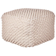 Pouf ottomana intrecciata a mano in cotone tortora 50 x 50 x 35 cm soggiorno camera da letto