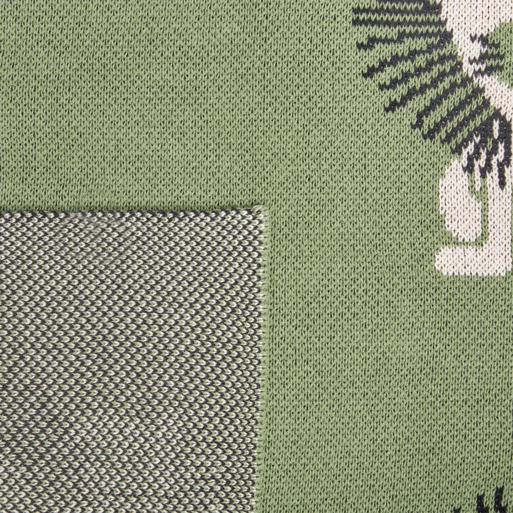 Coperta per bambini in cotone verde 130 x 180 cm Coperta per il letto Accogliente motivo leone Camera da letto Camera dei bambini Design moderno