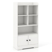 Mobile contenitore 60 x 29,5 x 120 cm con 5 vani aperti e 2 ante design moderno pannello in legno ingegnerizzato bianco 20_0010203