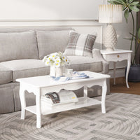 Tavolino da Caffè Basso in Legno Bianco 94x44x42 cm