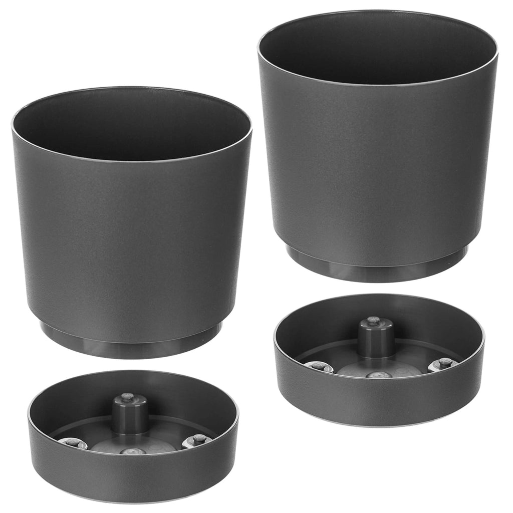 Vaso da fiori KADAX con coprivaso e sottovaso, rotondo, 20 cm, set da 2