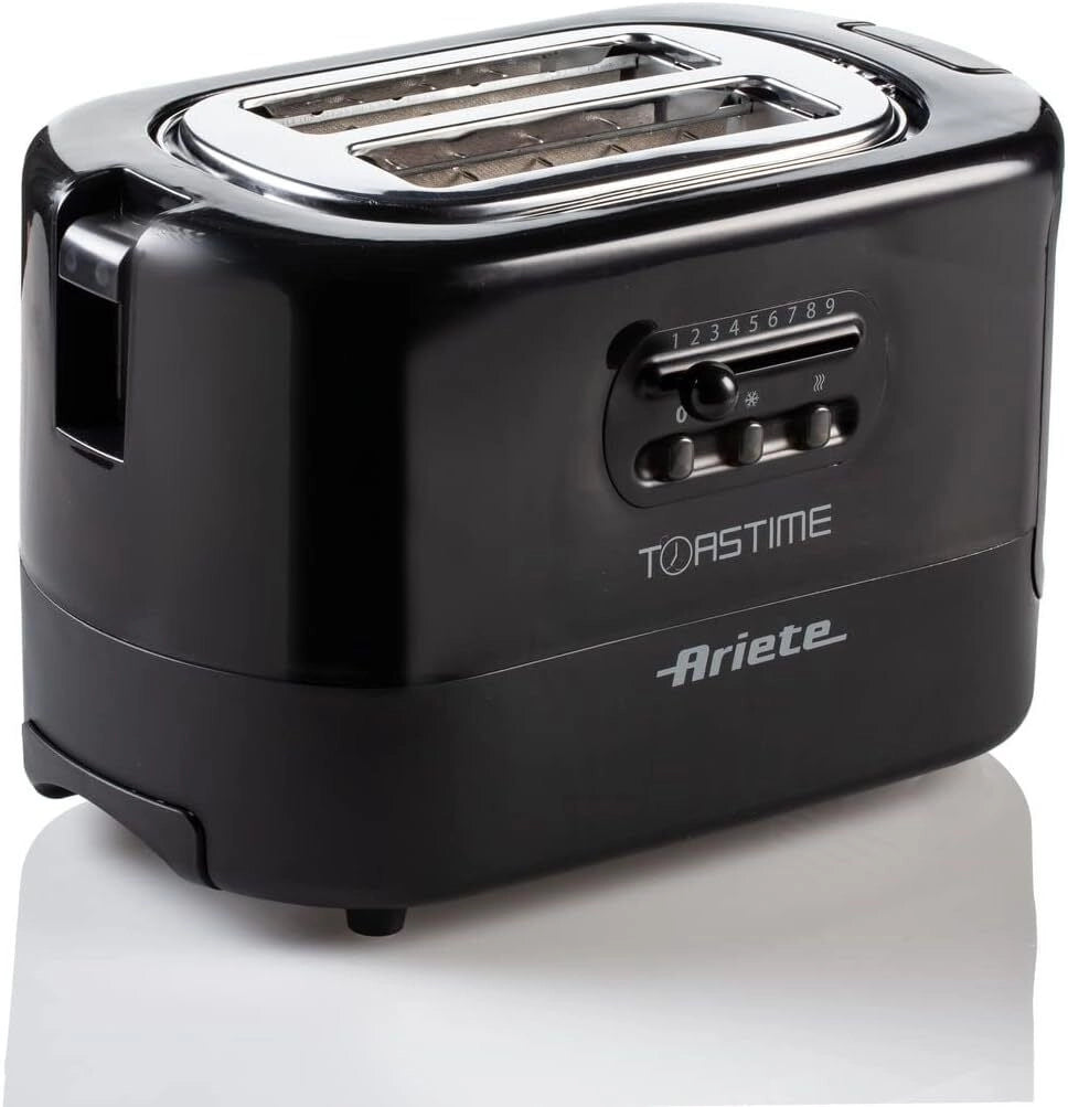 Ariete 159 Toastime - Tostapane arancione con pinze. 2 Fette 9 Livelli di doratura 700W Nero
