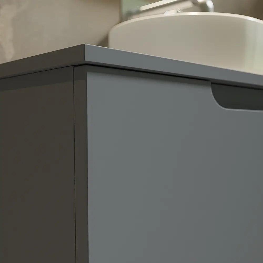 Mobile bagno sospeso 60 cm un cassetto color grigio opaco con top  | Moor
