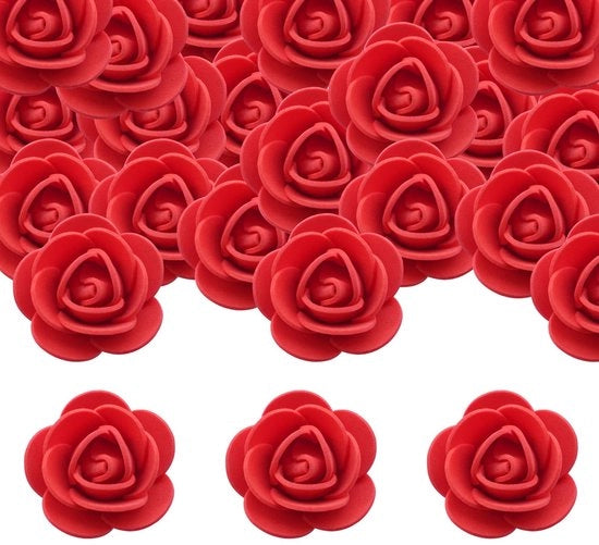 Decorazioni floreali in schiuma 100 pezzi - Design realistico - Dimensioni 3,5 cm x 2,5 cm - Rame e rosa pallido - Leggero - Ideali per decorazioni di matrimonio - Facili da lavorare - Finte rose