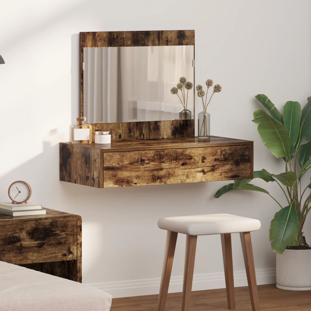 Tavolo da Toeletta Appeso al Muro Rovere Affumicato 83x40x70 cm
