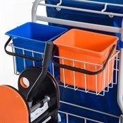 EasyComfort Carrello Pulizie Professionale con Sacco per Immondizia, 2 Secchi Lavapavimenti 18L, 2 Secchio Portaoggetti 6L, Strizzatore per Mocio, Gancio e Ruote per Hotel e Albergo, 93x80x97 cm, Arancione