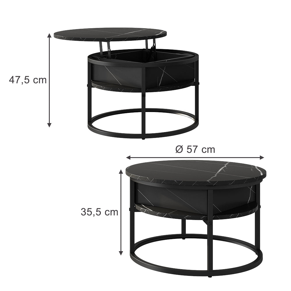 Vicco Tavolino Nero/marmo-bianco 57 x 57 cm
