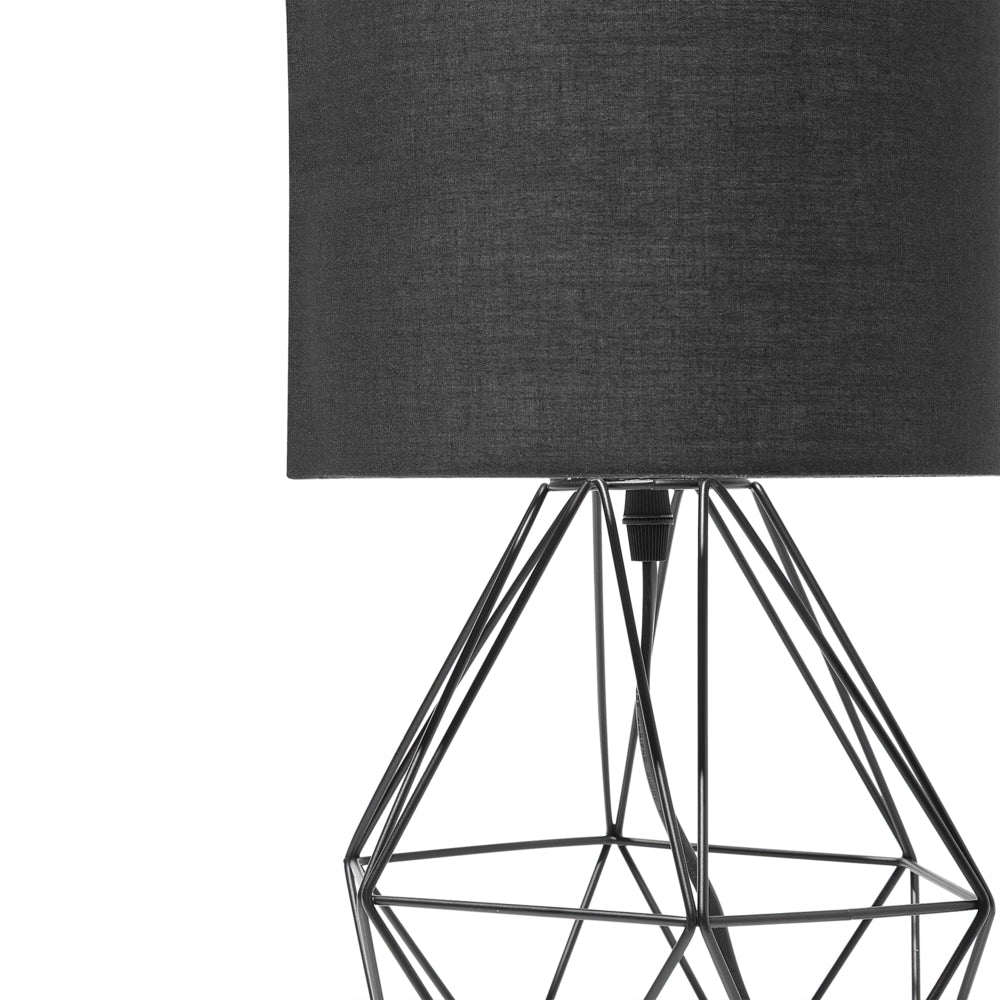 Lampada da Tavolo Paralume Nero Industrial Struttura a gabbia Nero