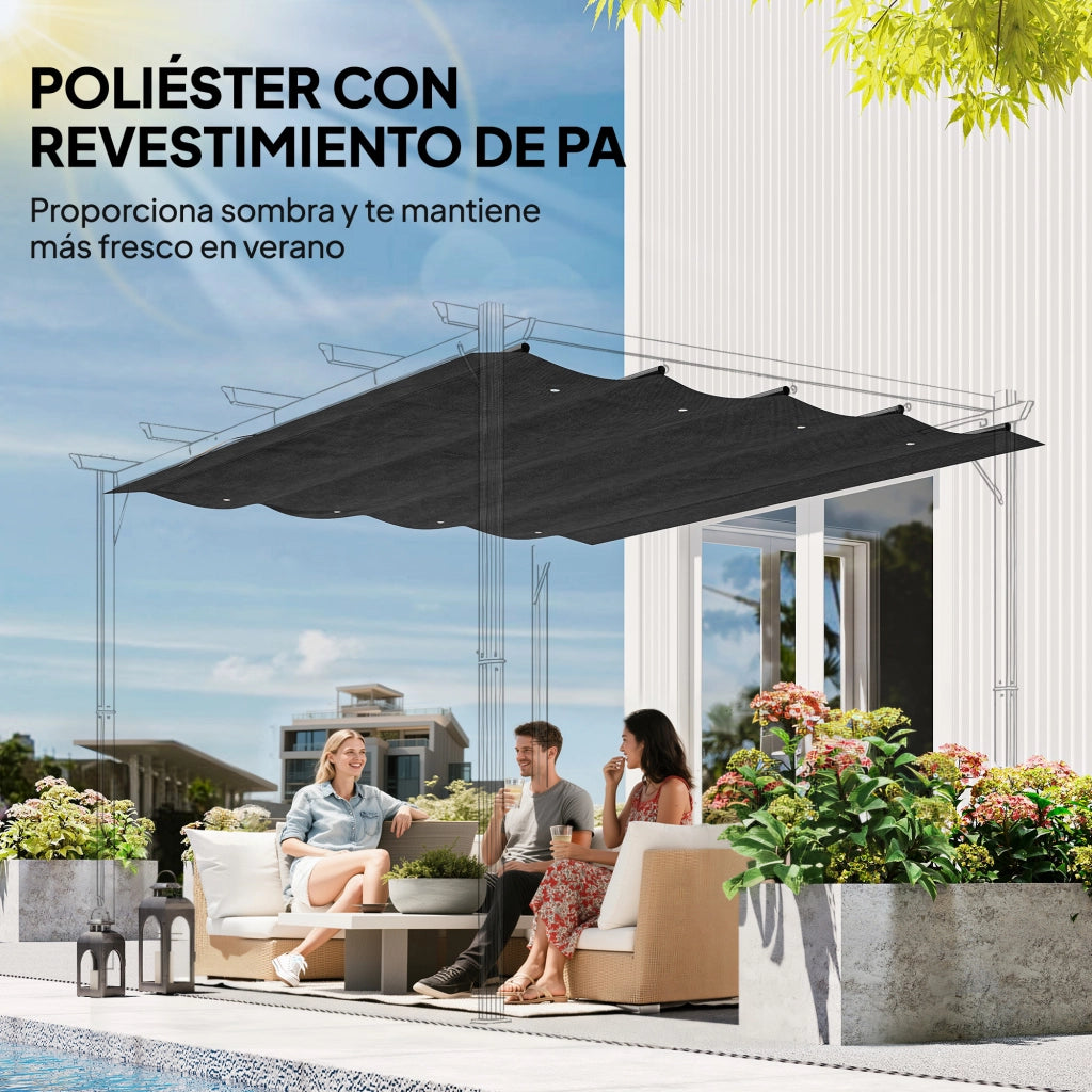 Tenda Retrattile 3x2.5 m per Gazebo 2.85x2 m ¨C zephmum ¨C Grigio Scuro