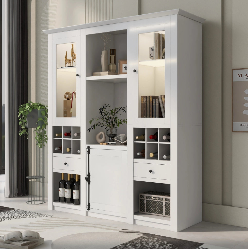 Vetrina bianca con LED controllati da app; 143x45;5x170 cm; in MDF