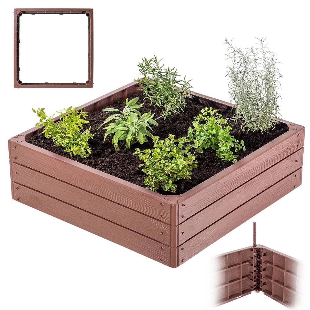 Aiuola rialzata per ortaggi KADAX, fioriera da giardino marrone 75x75 cm
