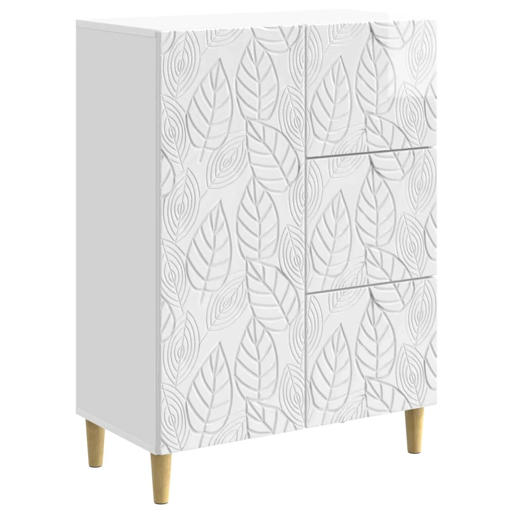 Credenza Bianco Lucido 66 x 34,5 x 90 cm Legno ingegnerizzato