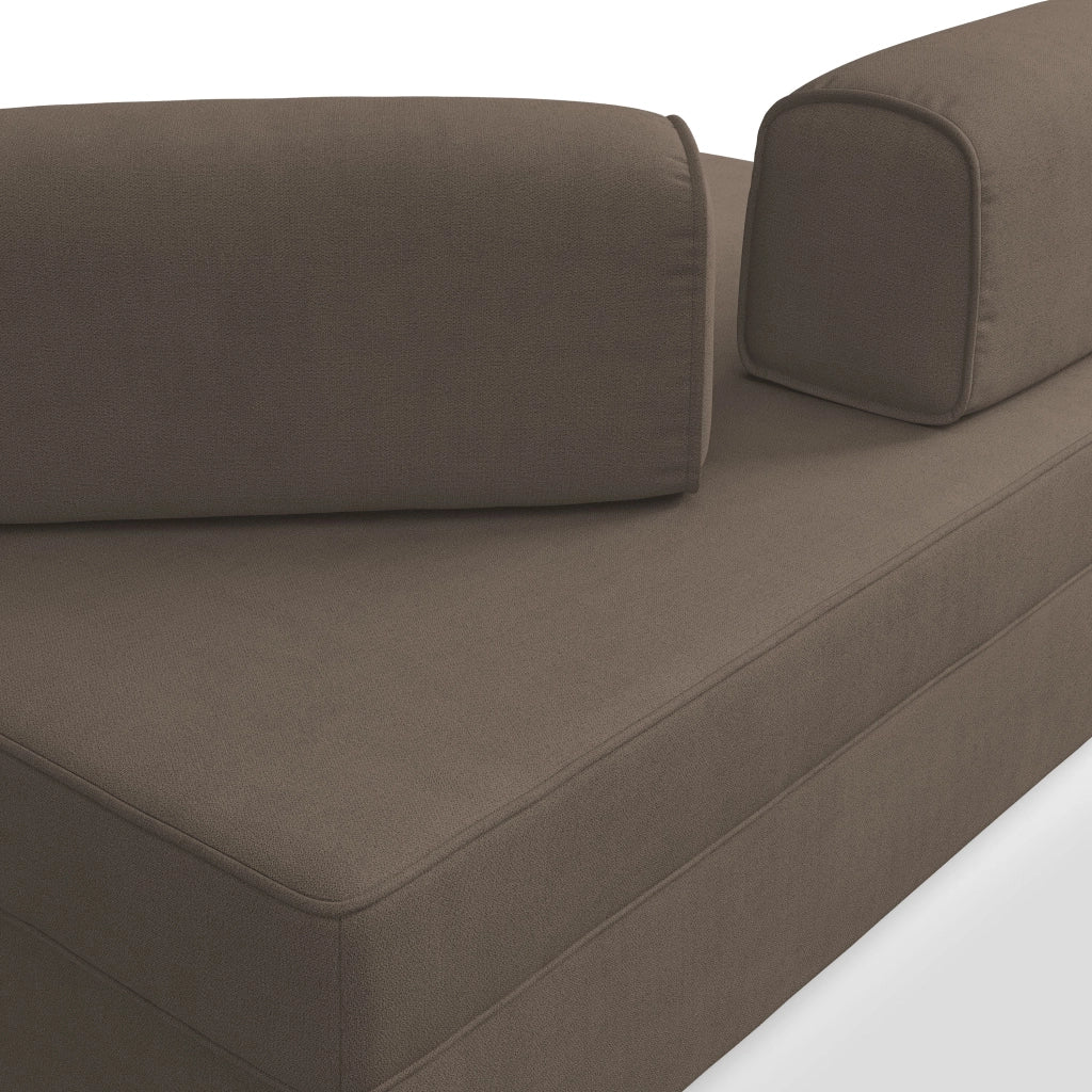 Liberty Divano con pouf estraibile e schienali movibili in tessuto morbido impermeabile T02 180 cm marrone