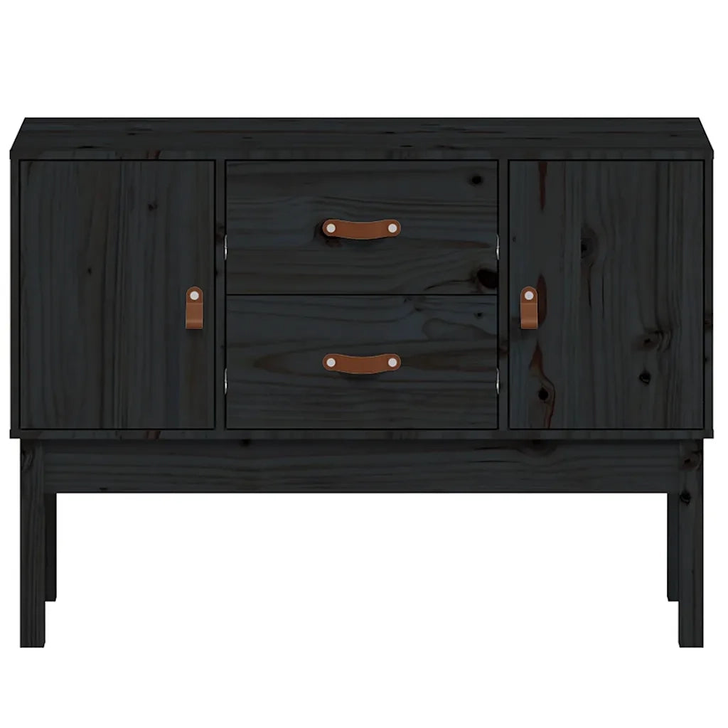 Credenza | Madia | Buffet da pranzo | Armadio da pranzo Nera 110x40x78 cm in Legno Massello di Pino