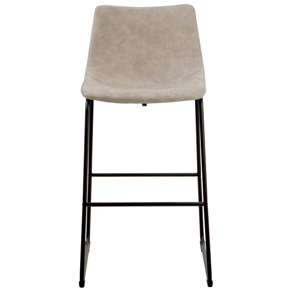 Set di 2 sgabelli da bar rivestimento in tessuto beige gambe in metallo Nero poggiapiedi industriale