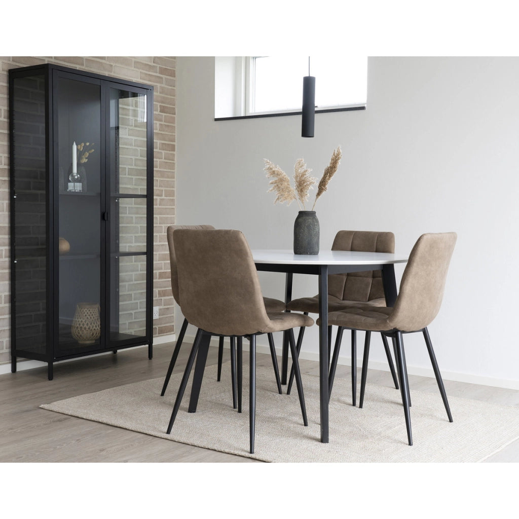 Set di 2 Sedie Middelfart, Marrone, Microfibra, 55x44x86 cm
