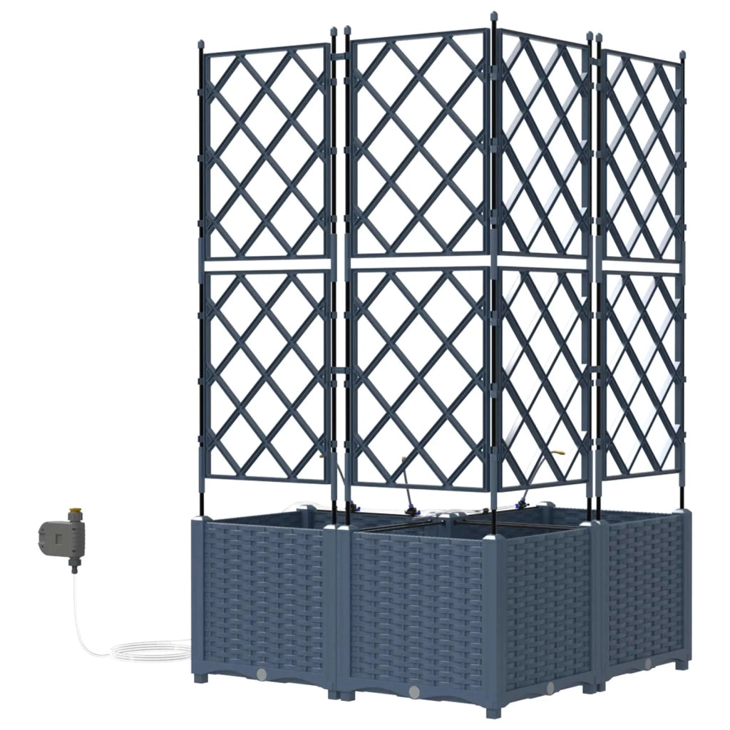 Vaso da giardino 3 pcs Grigio 80 x 80 x 142 cm Plastica 42002877