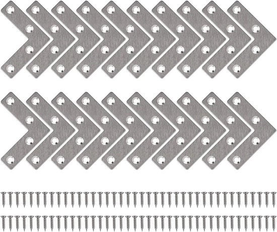 Supporto angolare in acciaio inossidabile - Riparazione mobili, scrivania, tavolo, tavola - 50*50mm - Pacchetto da 20 unità