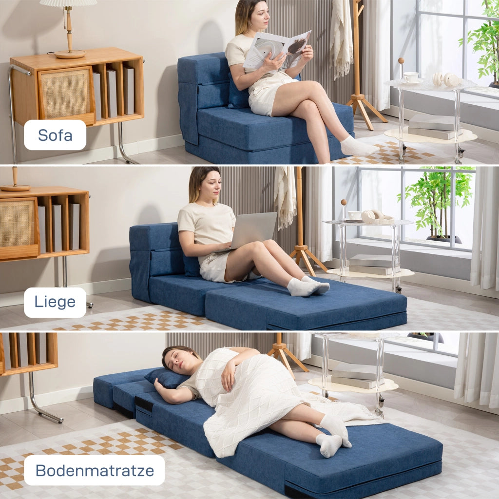 Divano letto trasformabile in materasso ¨C Xylo ¨C Schiuma con cuscini blu scuro