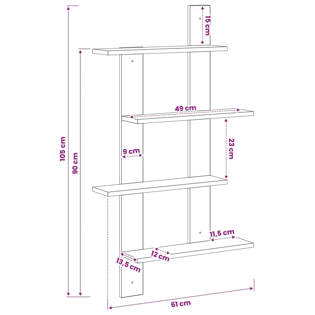 Scaffale da parete Rovere Sonoma 61 x 13,5 x 88 cm 8020331