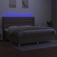 Letto a Molle Materasso e LED tortora 200x200cm in Tessuto 3139145