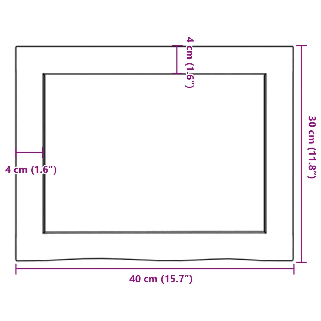 Piano Bagno 40x30x(2-6) cm in Legno Massello Non Trattato 3155995