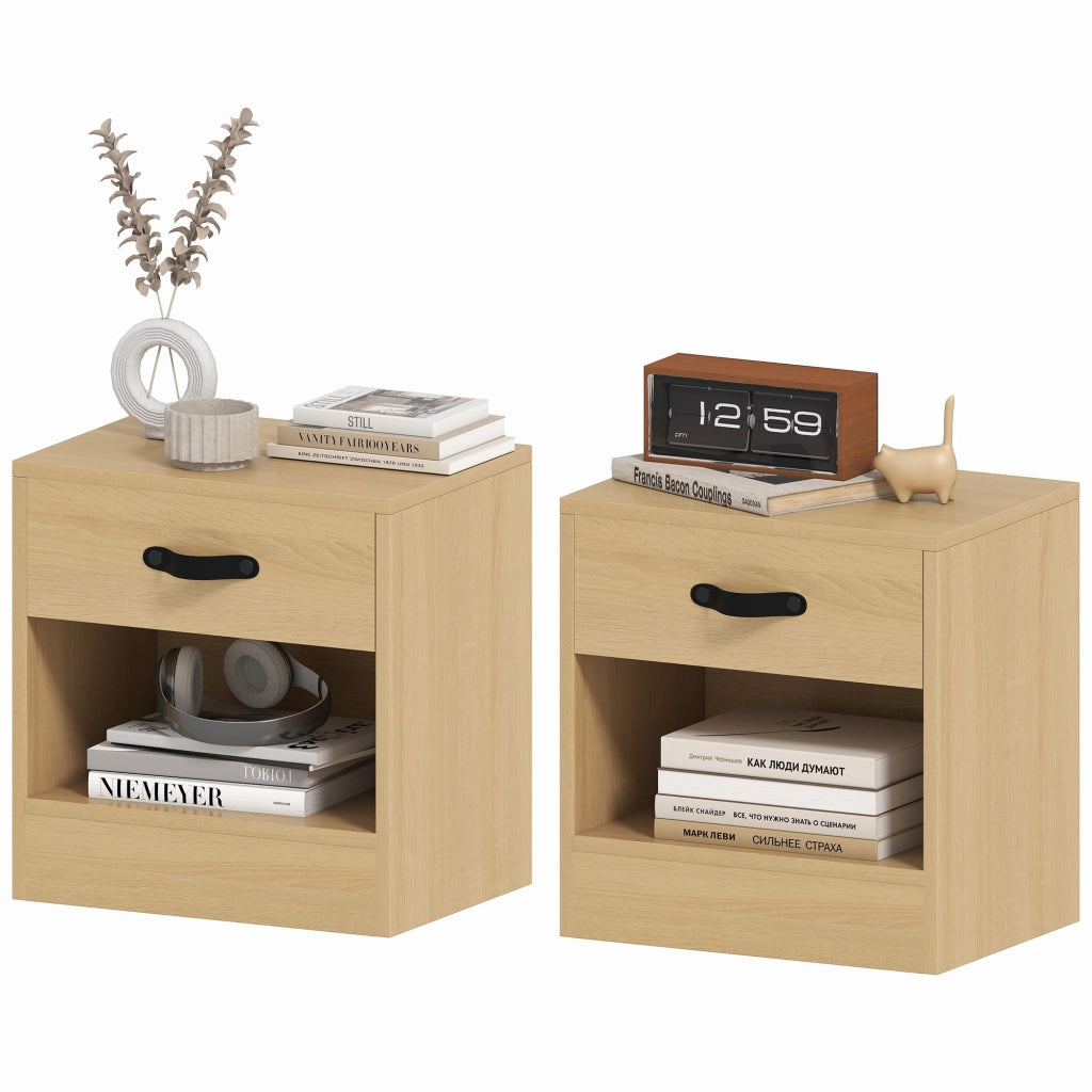 Set 2 Comodini con Cassetto ¨C Xylo ¨C Legno Naturale 39x28x41 cm