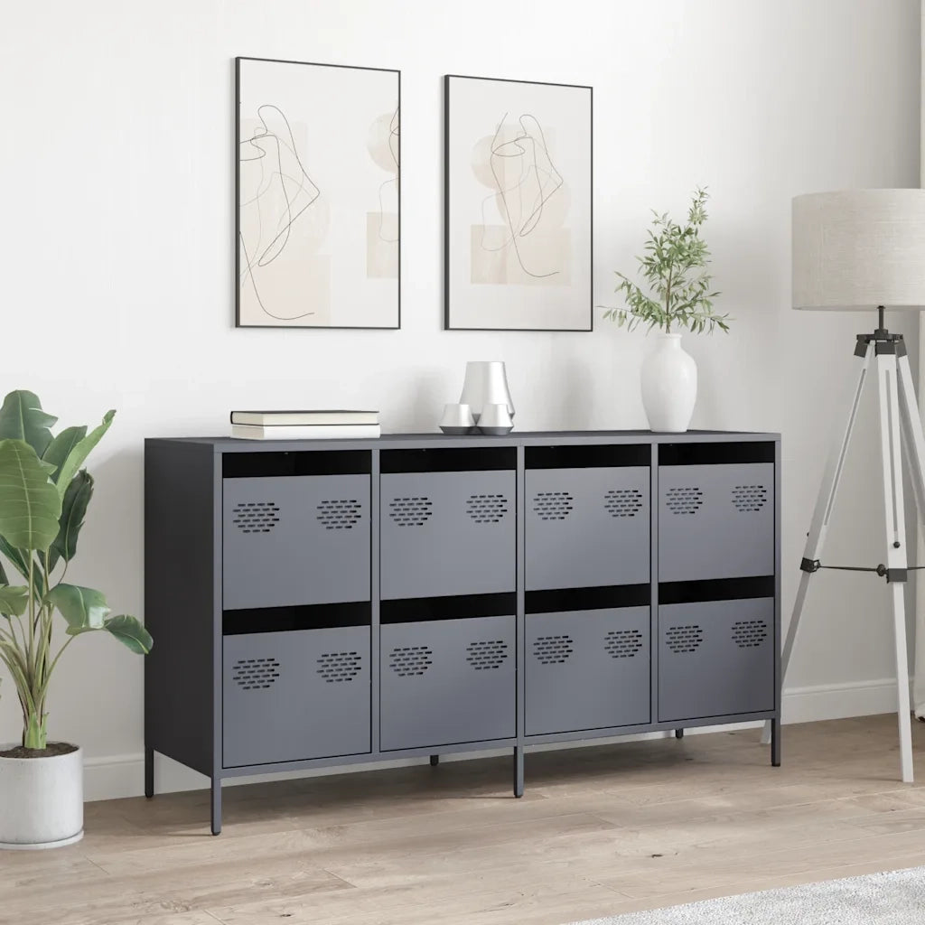 Credenza Antracite 135x39x73,5 cm in Acciaio Laminato a Freddo