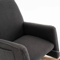 Sedia a dondolo con poggiapiedi e schienale alto, in tessuto Teddy, 67x96-127x96 cm, Grigio Scuro