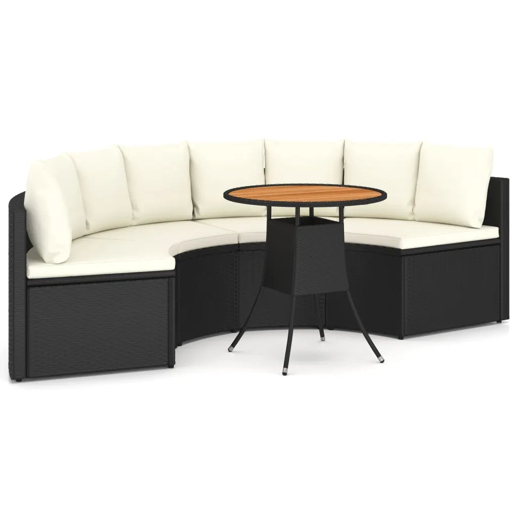 Set Divani da Giardino 5 pz con Cuscini in Polyrattan Nero 3064904