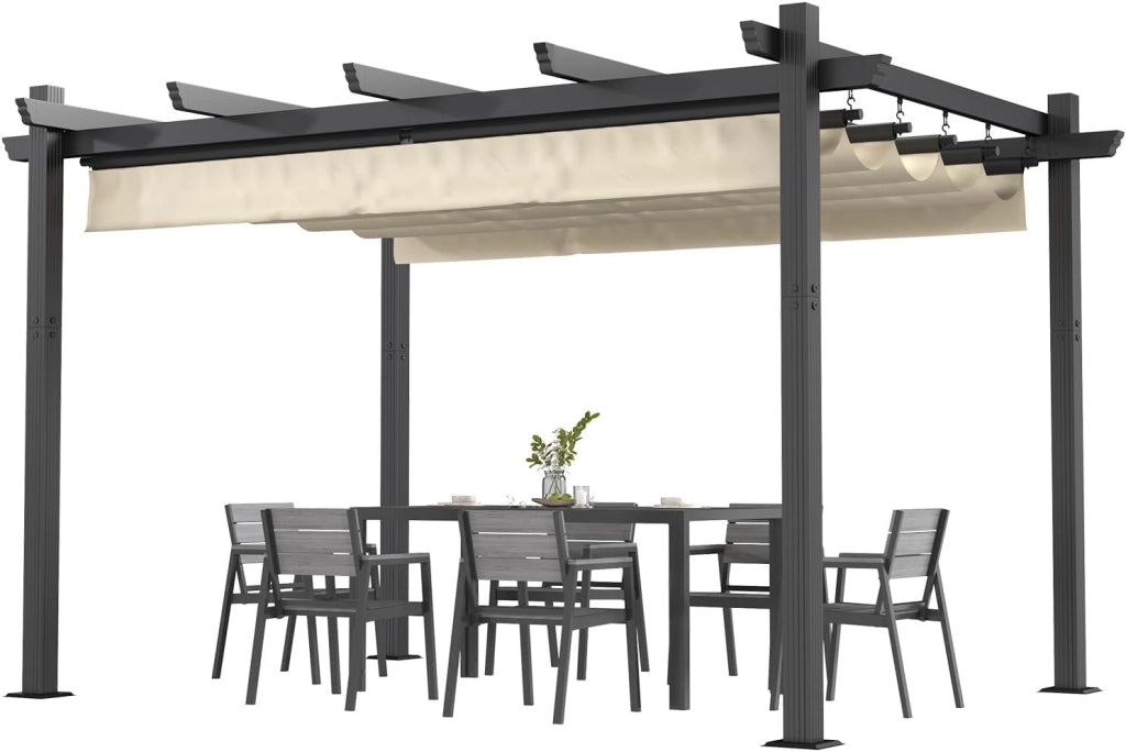 Gazebo Pergola 3x4,Gazebo Esterno Resistente,Pergolato da Giardino UV50+,Pergola Bioclimatica per Arredo Giardino Terrazzo,Beige