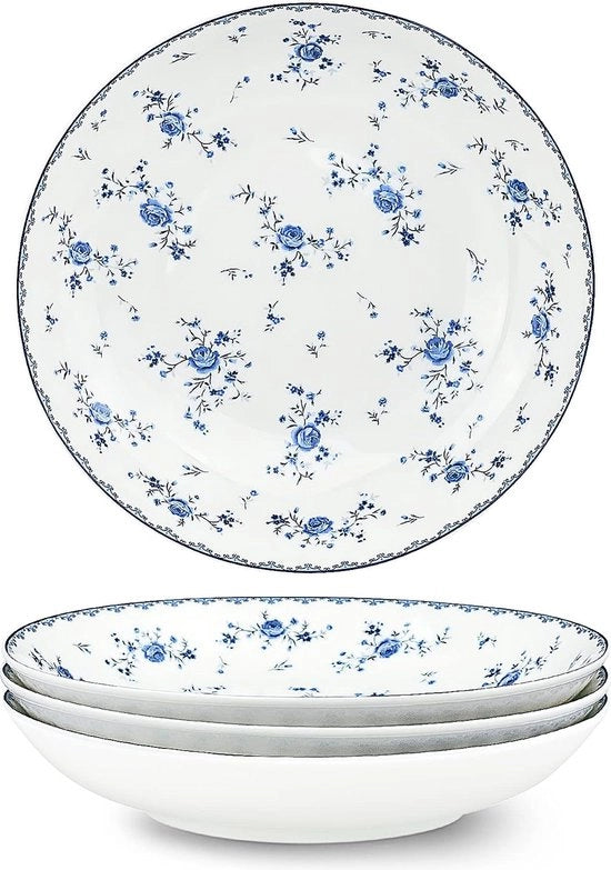 Set di 4 Piatti di Cottura in Ceramica con Disegno di Fiori di Primavera - 20 cm