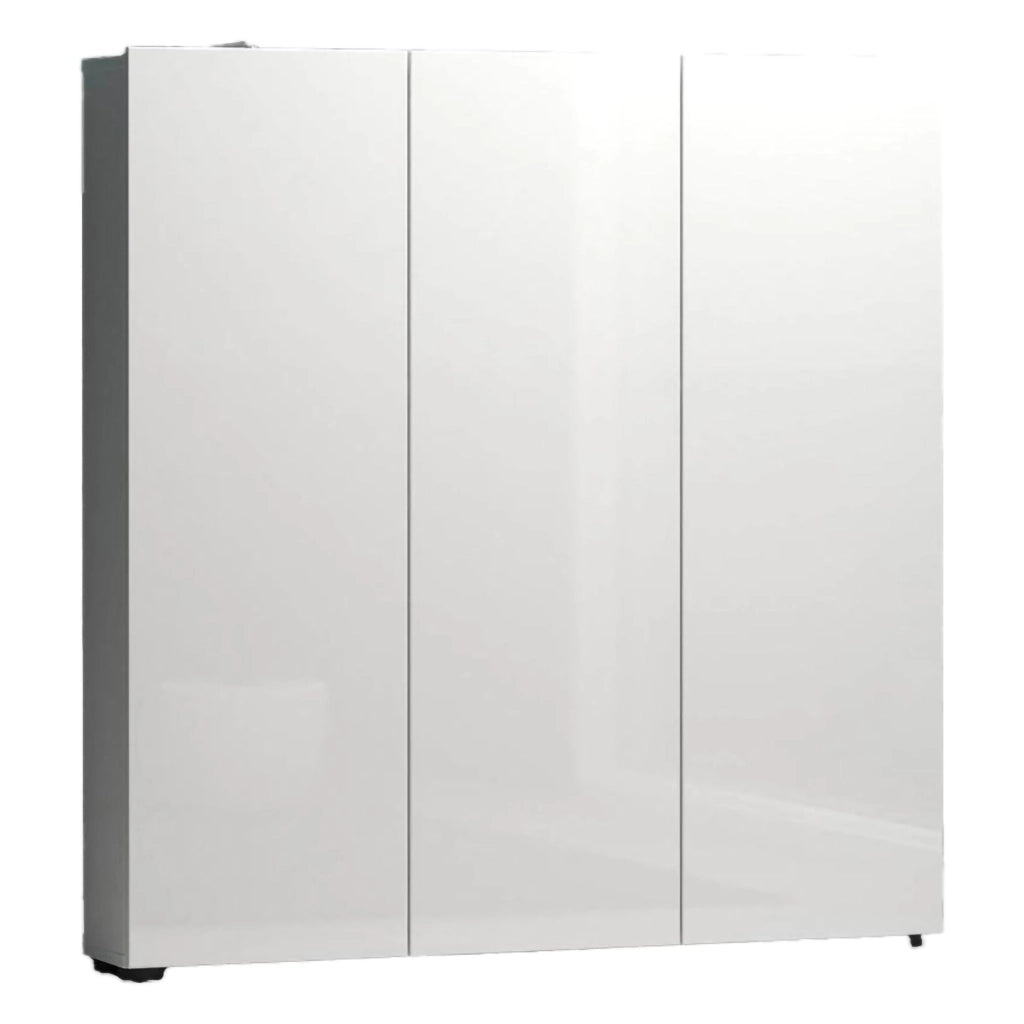 Armadio multiuso grande Onice, Mobile multifunzionale, Mobiletto scarpiera, Guardaroba porta scarpe, Made in Italy, 110x19h115 cm, Bianco lucido
