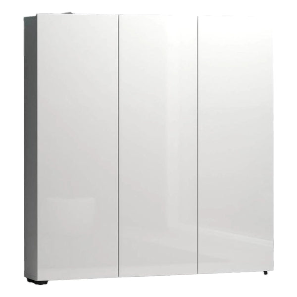 Armadio multiuso grande Onice, Mobile multifunzionale, Mobiletto scarpiera, Guardaroba porta scarpe, Made in Italy, 110x19h115 cm, Bianco lucido