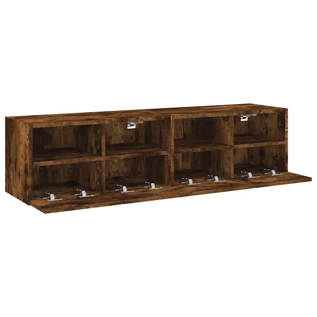 vidaXL Mobili TV a Muro 2 pz Rovere Fumo 60x30x30 cm Legno Multistrato