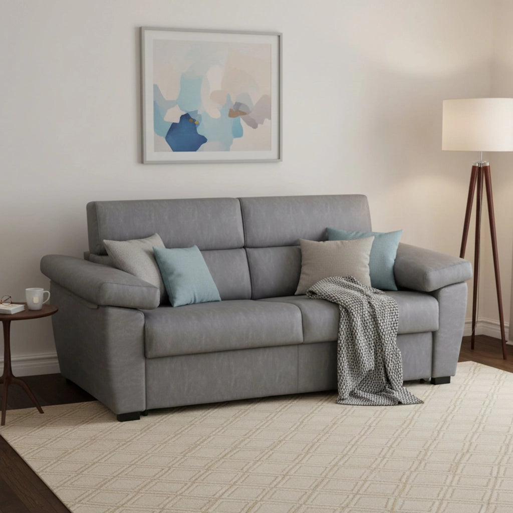 Trino, Divano Letto 3 Posti Sfoderabile Made in Italy, 225x95 cm Grigio